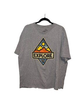 Explore Graphic Gray T-Shirt 2XL Cotton Blend Short Sleeve Casual Outdoor Style